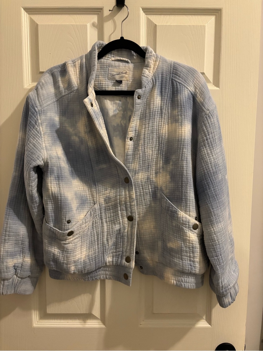 Universal Thread Light Blue & Cream Quilted Bomber Jacket